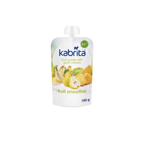 Kabrita augļu smūtijs ar saldo krējumu no kazas piena bērniem no 6 mēnešu vecuma, 100 g